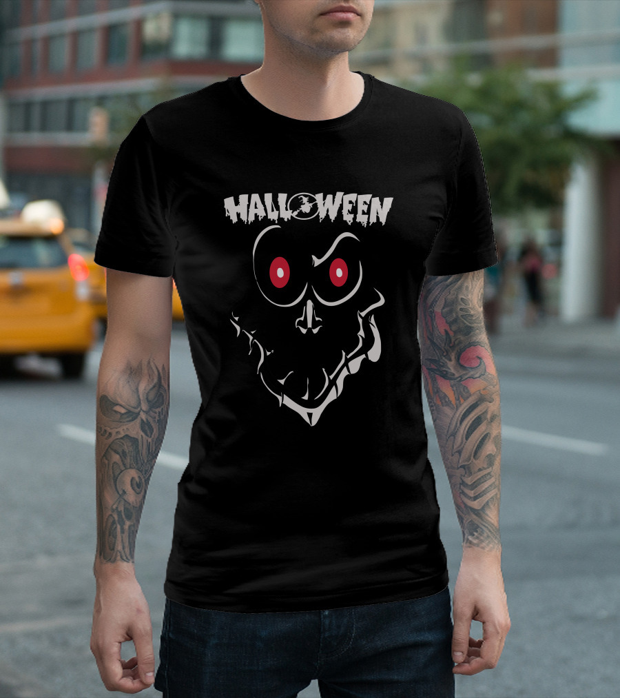 HALLOWEEN Ghose Face Red Eyes T-Shirt