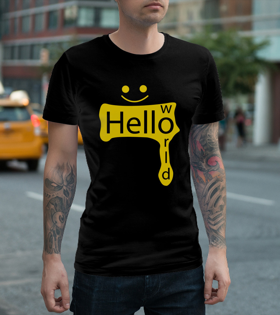 Hello World Smiley Face Text T-Shirt