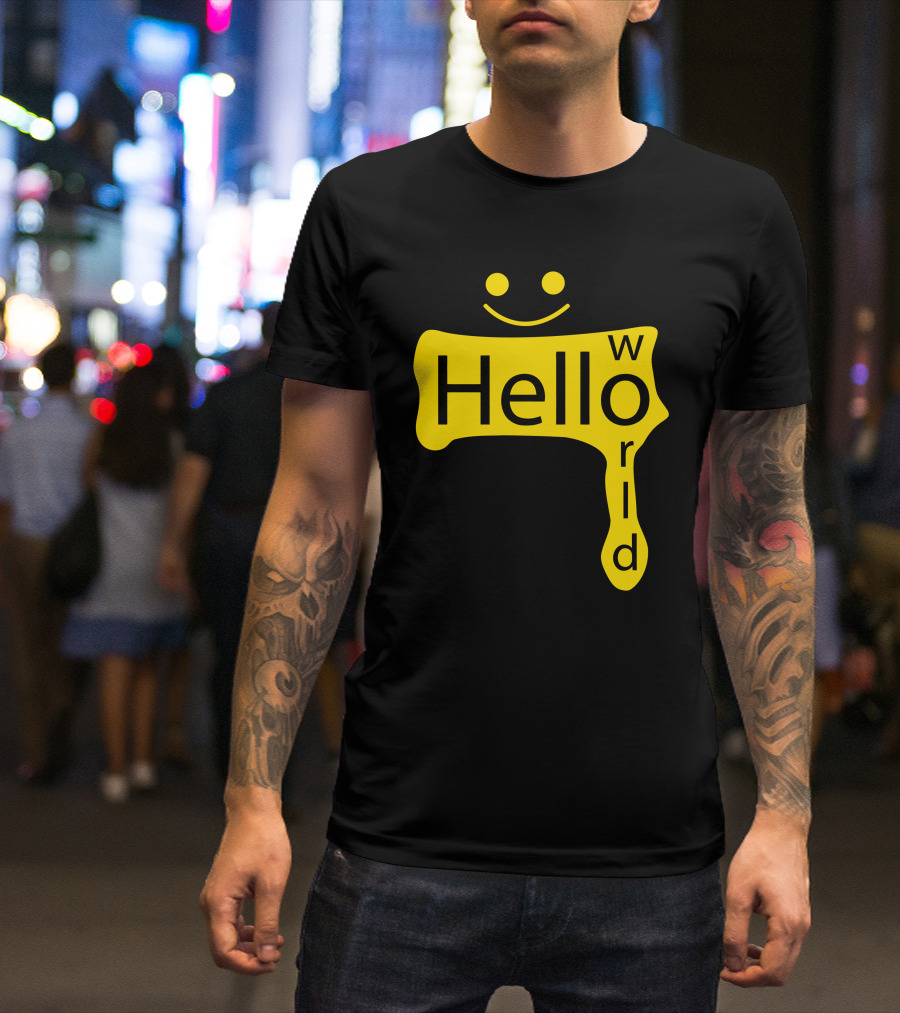 Hello World Smiley Face Text T-Shirt