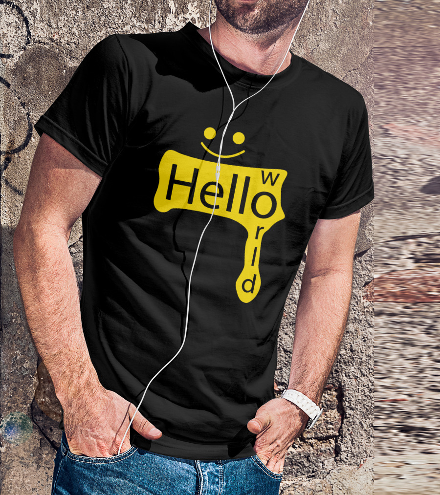 Hello World Smiley Face Text T-Shirt