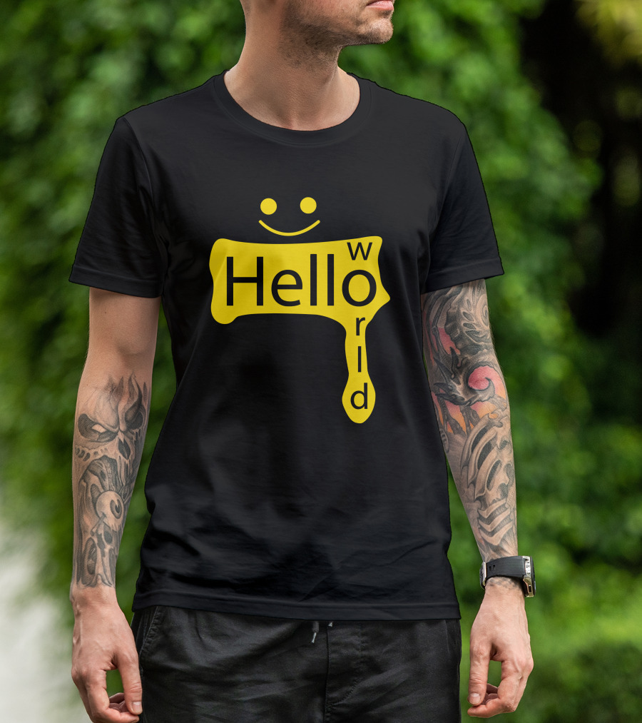 Hello World Smiley Face Text T-Shirt