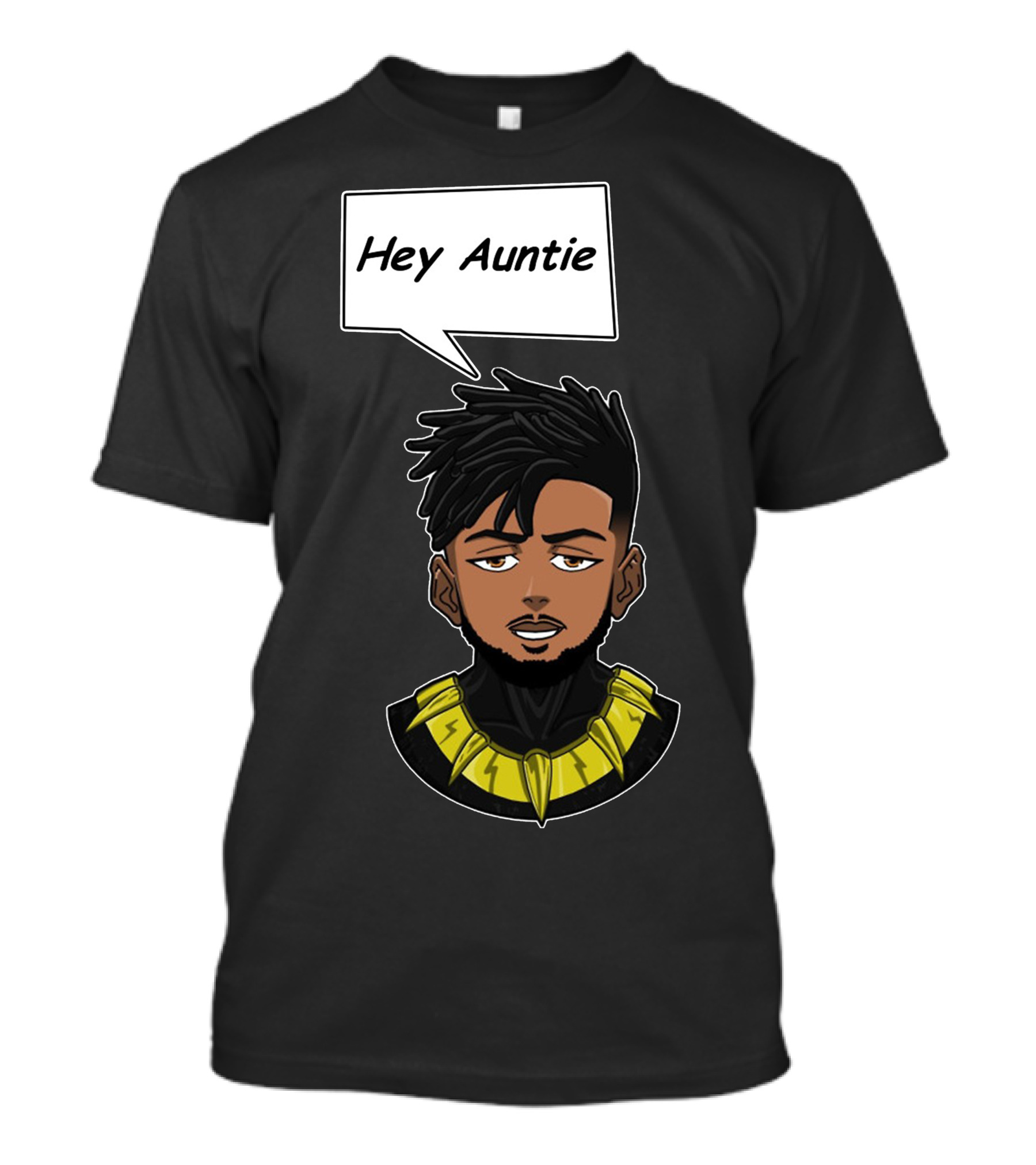 Hey Auntie Killmonger Meme Black Panther Necklace Anime Style Fan T-Shirt