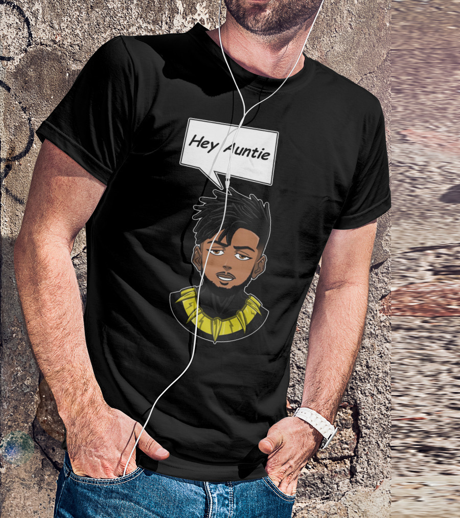 Hey Auntie Killmonger Meme Black Panther Necklace Anime Style Fan T-Shirt