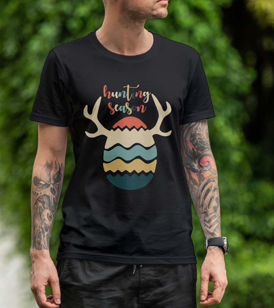 Hunting Season Colorful Antler Egg 80s T-Shirt
