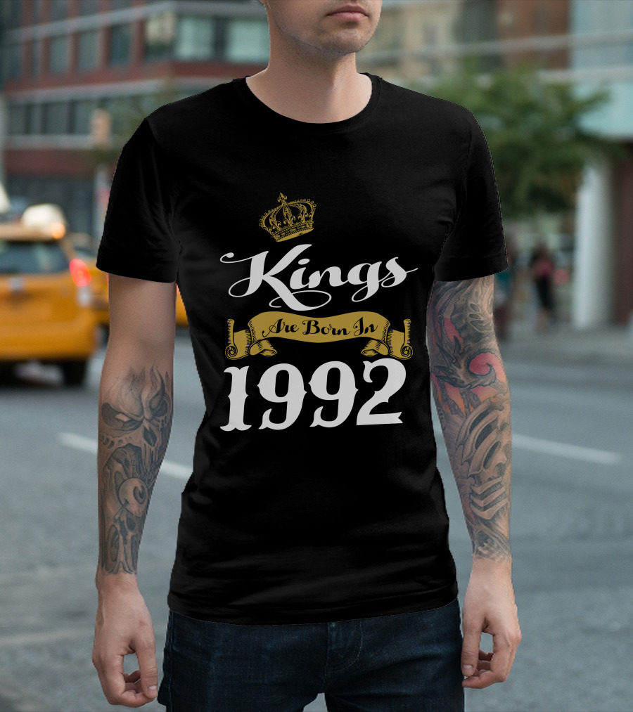 Kings Are Born In 1992 Crown Banner T-Shirt