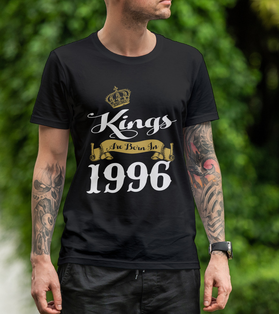 Kings Are Born In 1996 Crown Banner T-Shirt