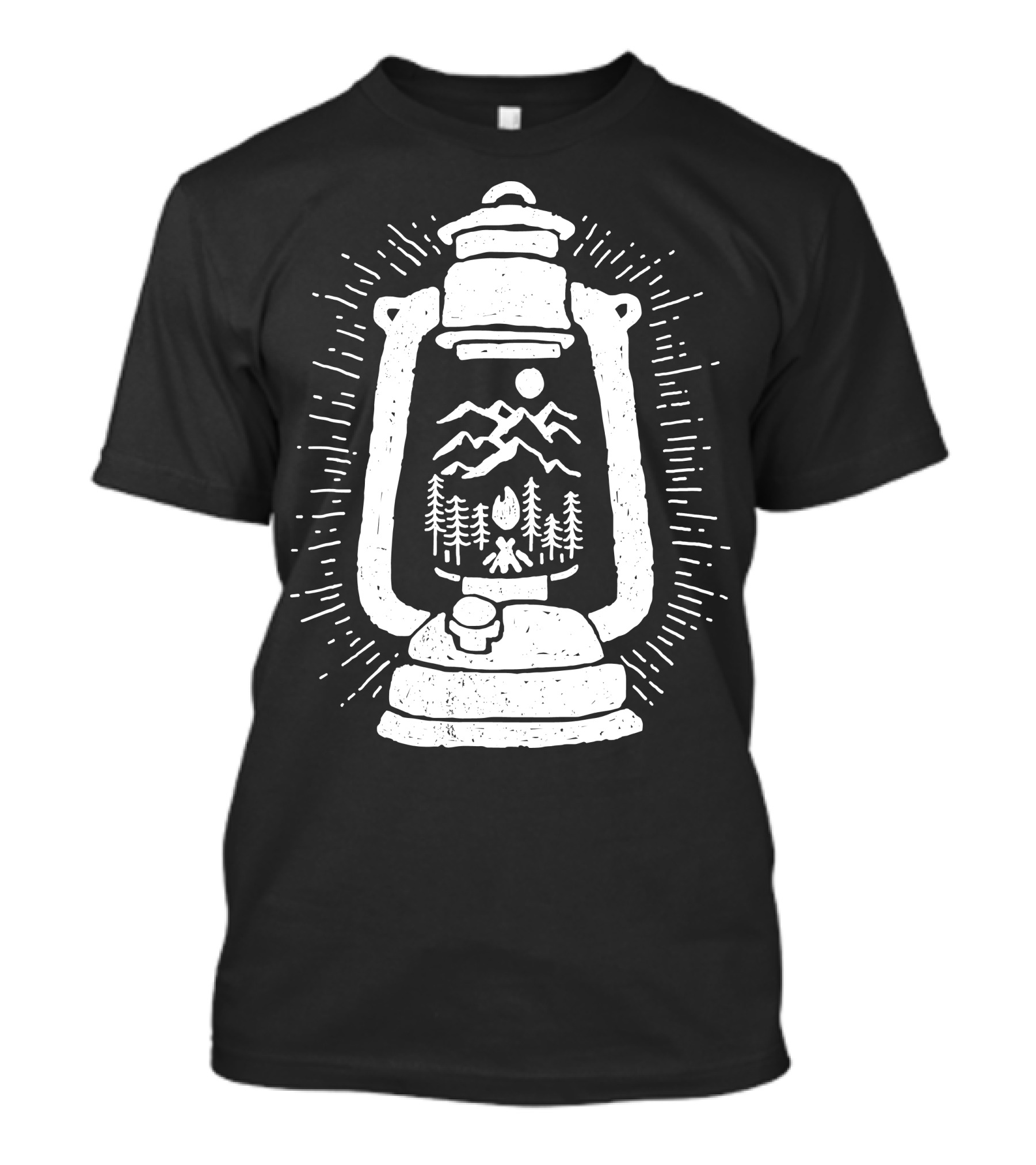 Lantern Mountain Campfire Forest Scene T-Shirt