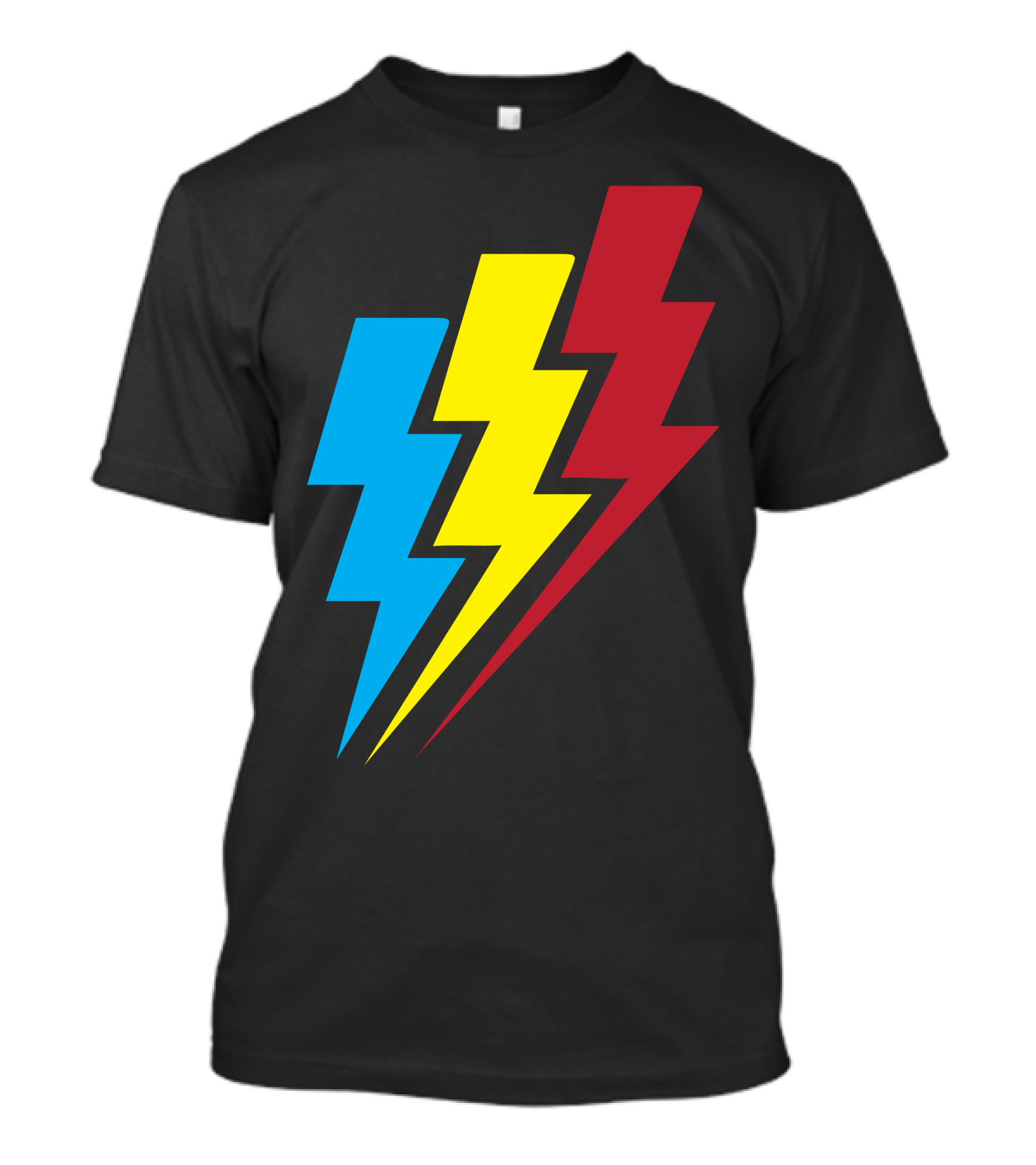 Lightning Bolt Trio In Blue Yellow Red T-Shirt
