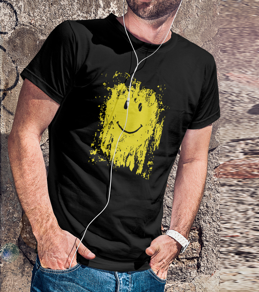 Yellow Mud Smiley Face Grunge T-Shirt