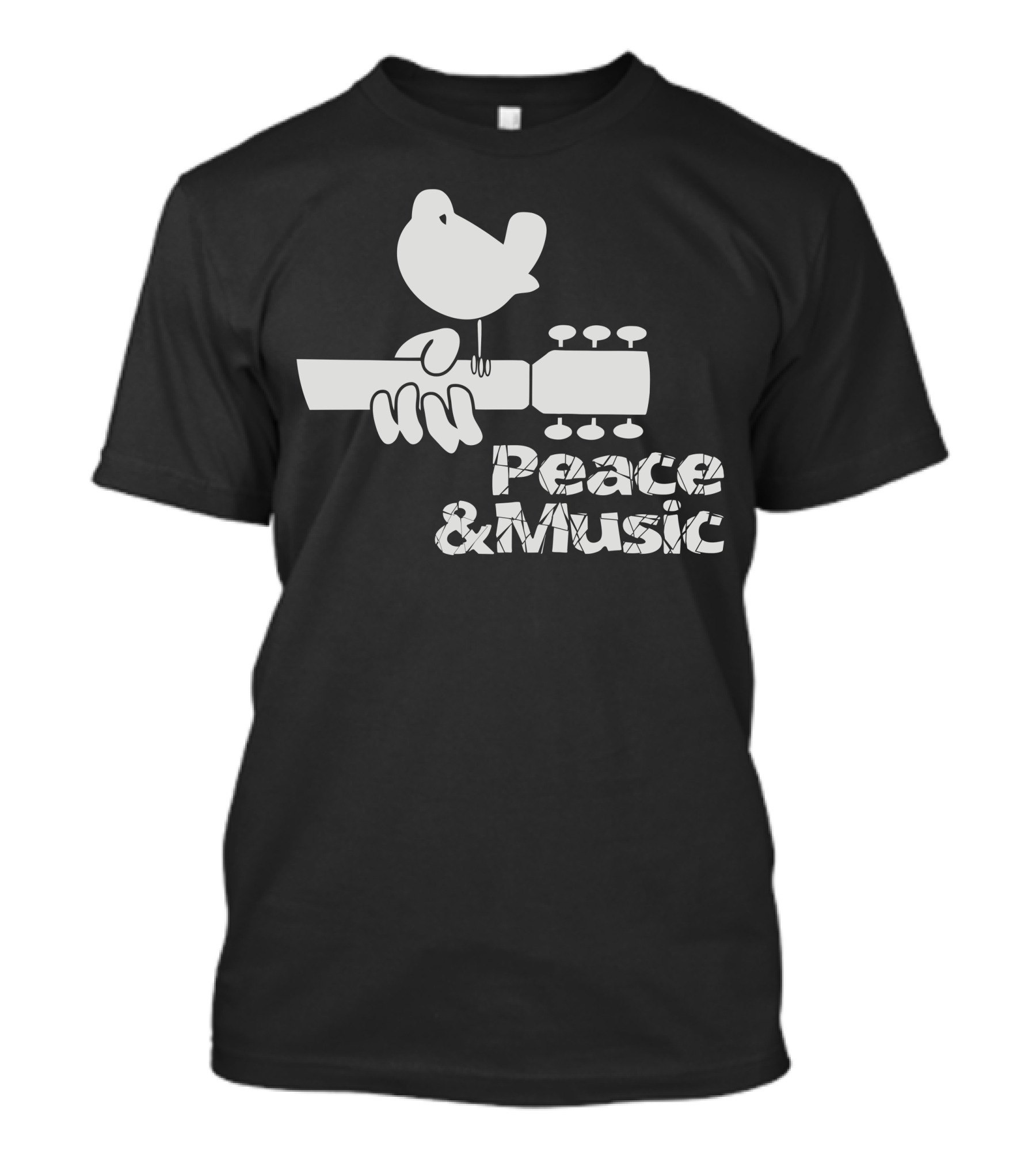 Peace And Music Guitar Bird Icon Woodstock Festival T-Shirt