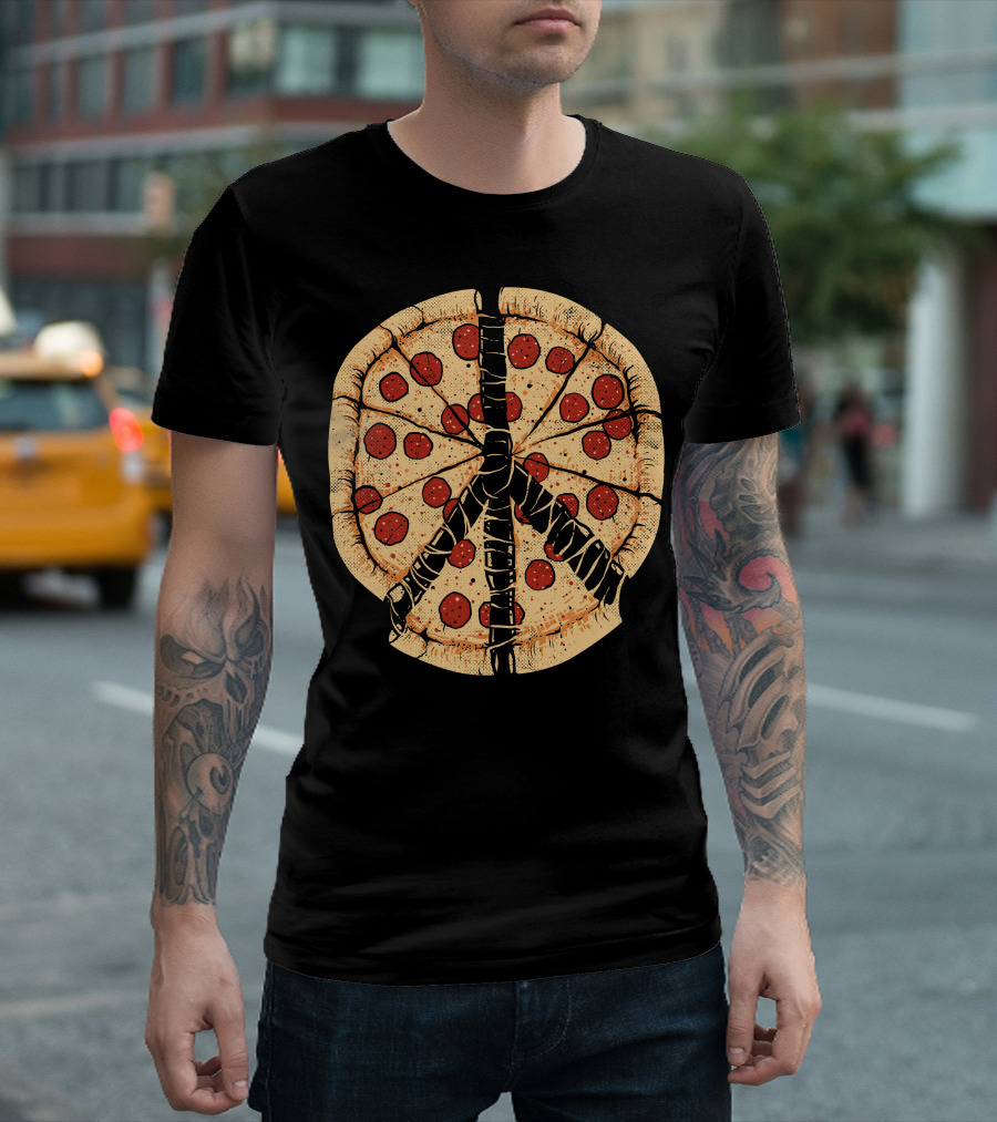 Peacezza Pizza Peace Symbol Pepperoni T-Shirt