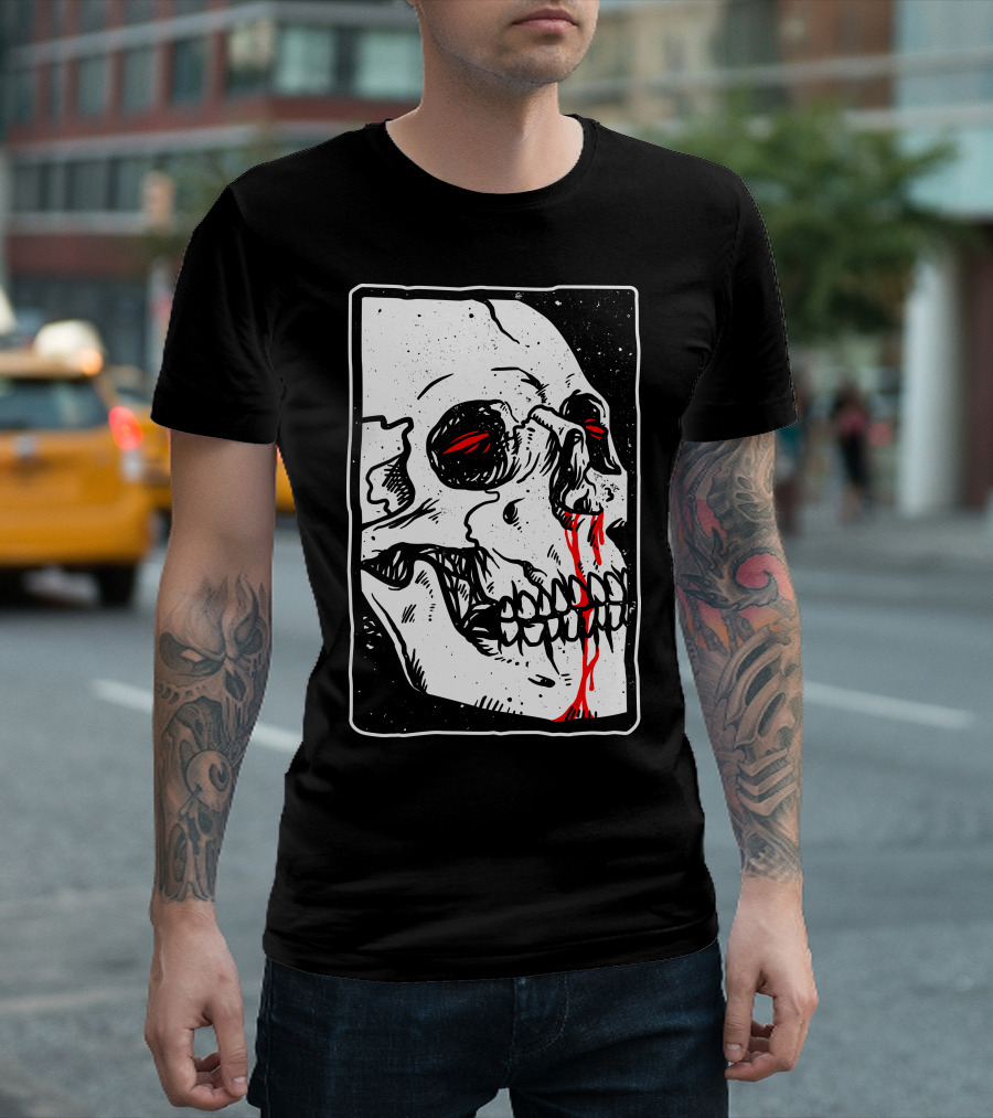 Peek Skull Red Eyes And Tears T-Shirt