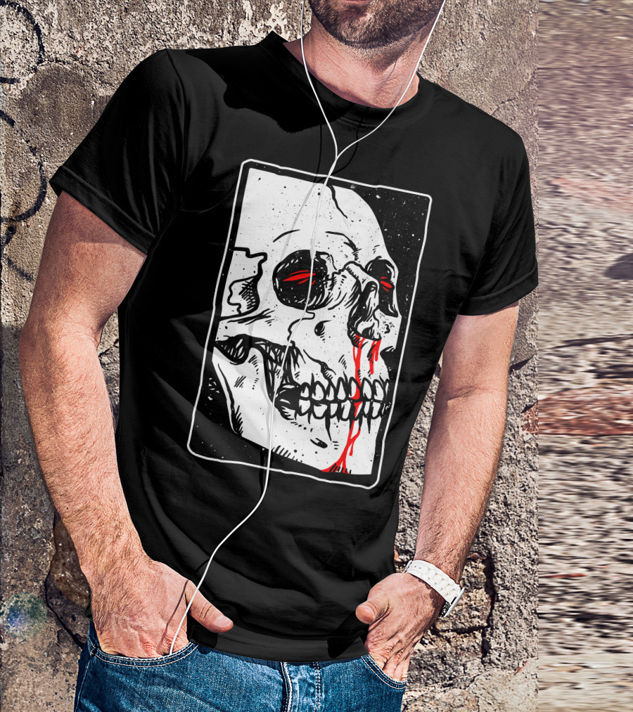 Peek Skull Red Eyes And Tears T-Shirt