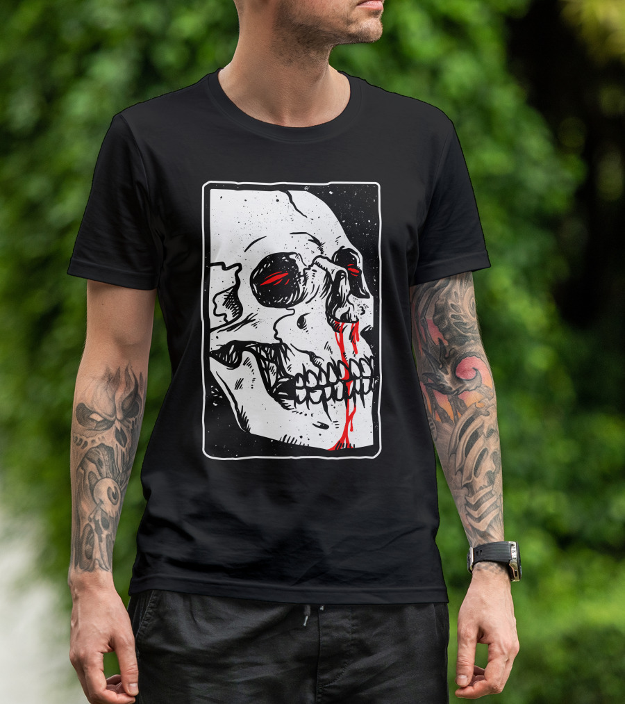 Peek Skull Red Eyes And Tears T-Shirt