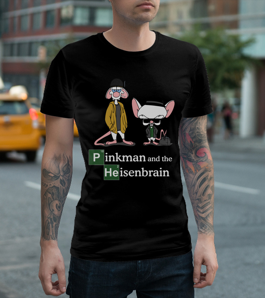 Pinkman and the Heisenbrain Breaking Bad Parody Featuring Pinky and the Brain Characters T-Shirt