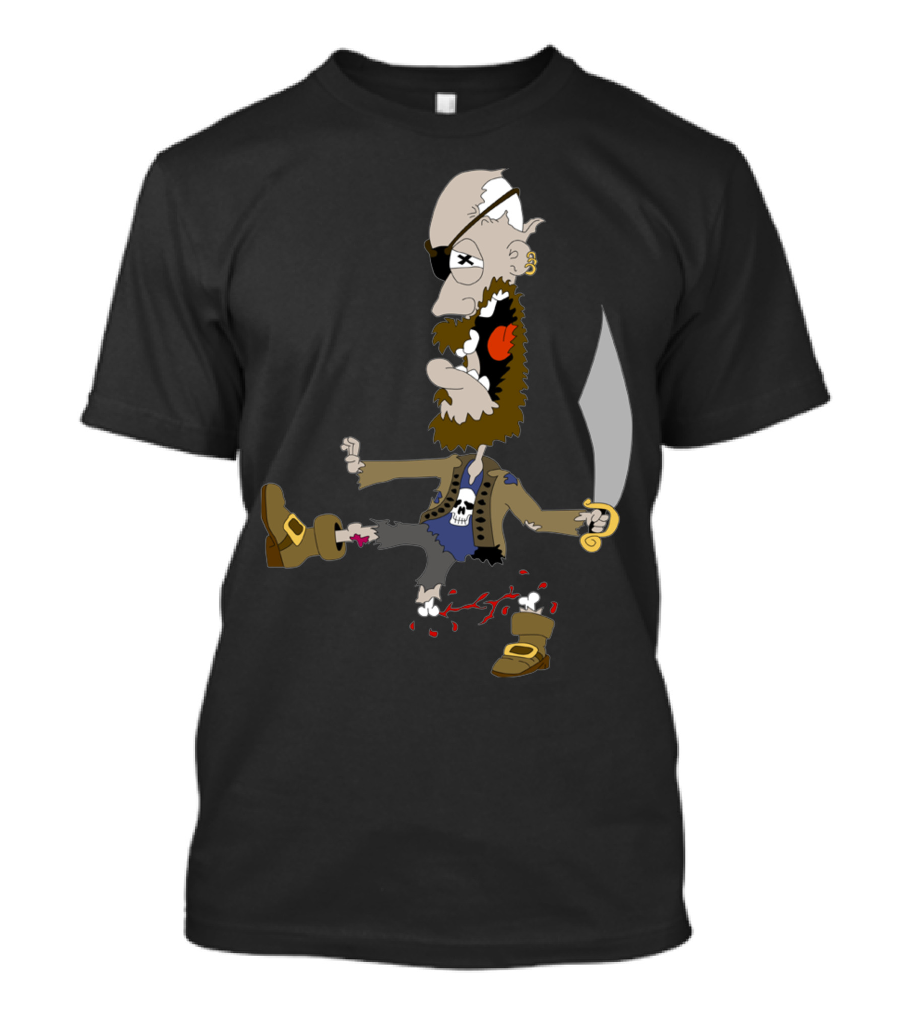 Pirate Ninja Zombie Warrior With Sword And Skull Eyepatch T-Shirt