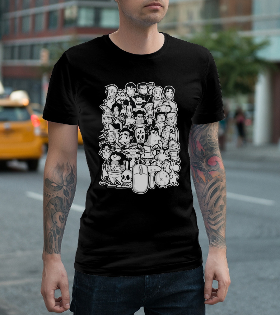 Point And Click Adventure Game Characters Collage T-Shirt