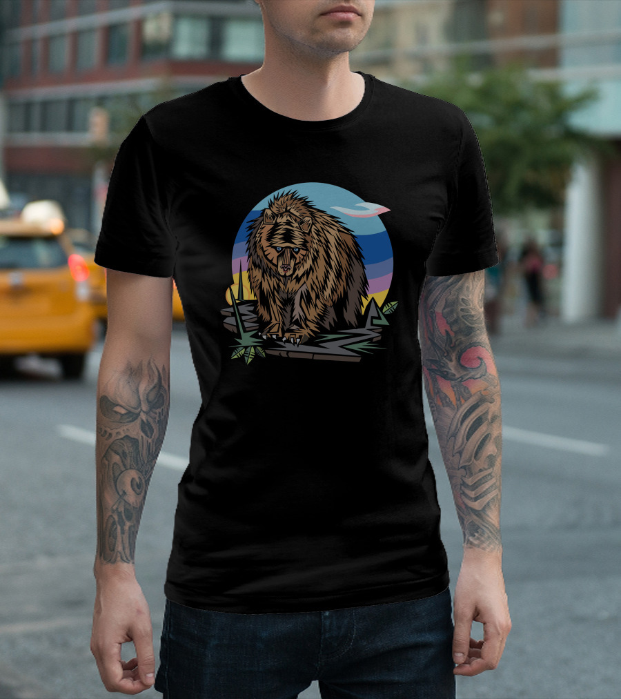 Polygon Bear Geometric Wilderness Night Sky Scene T-Shirt