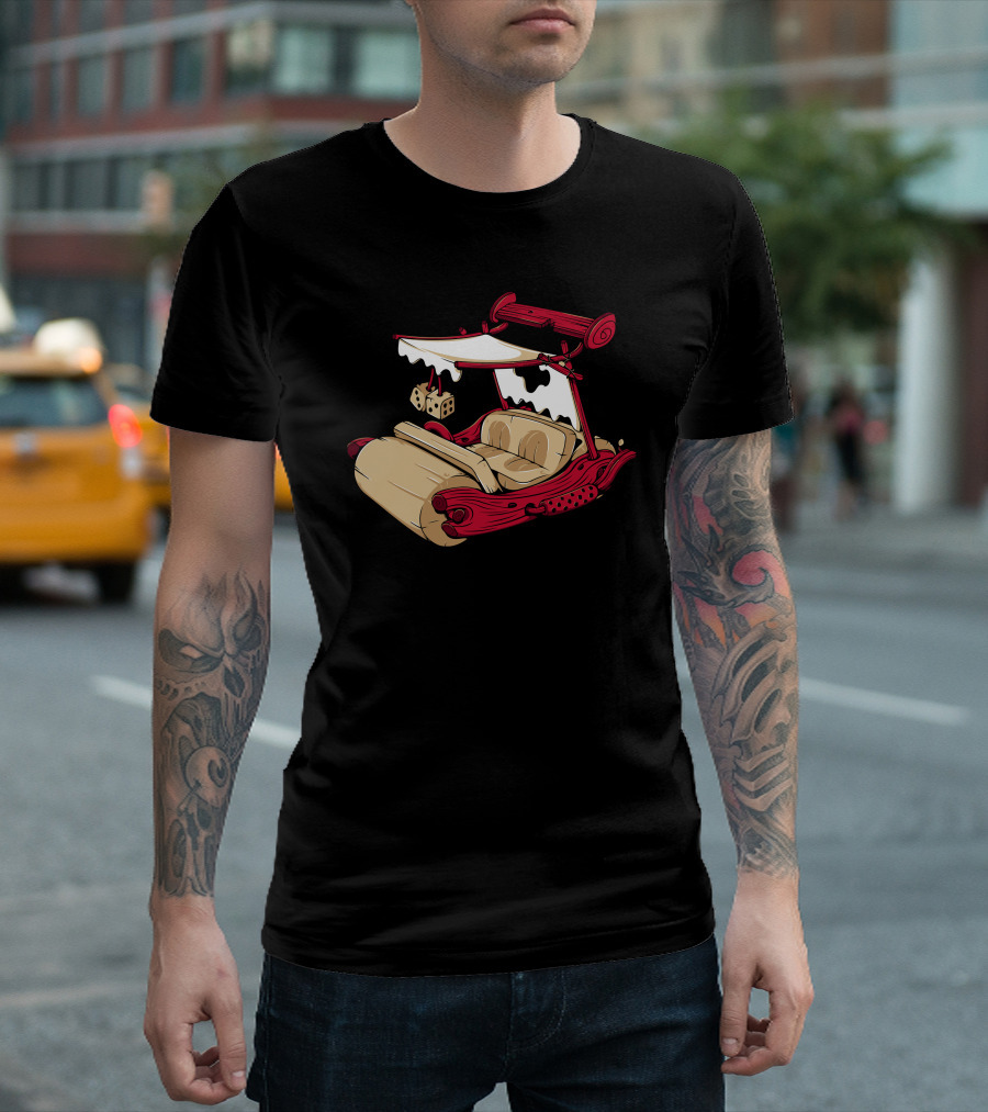 Flintstones Inspired Dino-Mobile with Dice Hanging from Roof T-Shirt