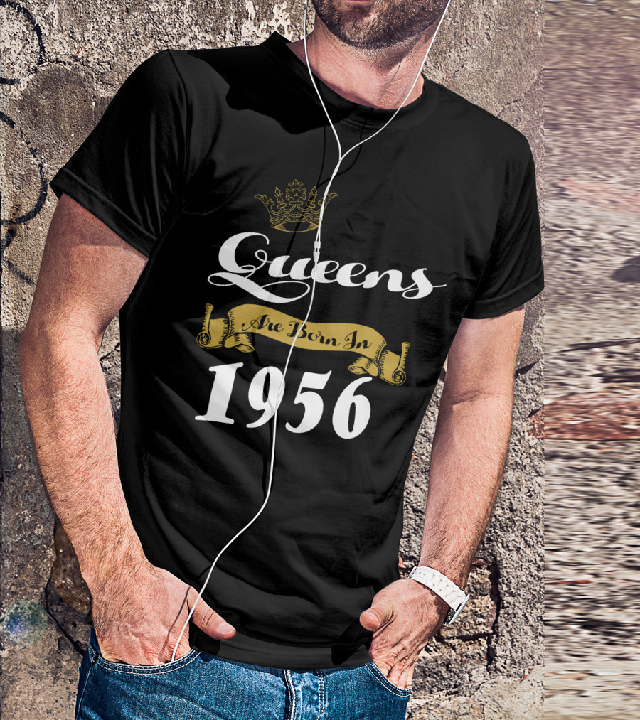 Queens 1956 Vintage Birthday Crown Banner T-Shirt