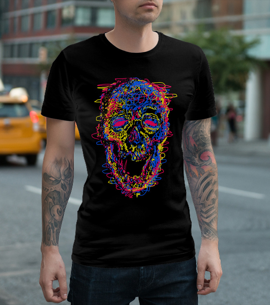 Skull Kid Draw Colorful Scribble Skull T-Shirt