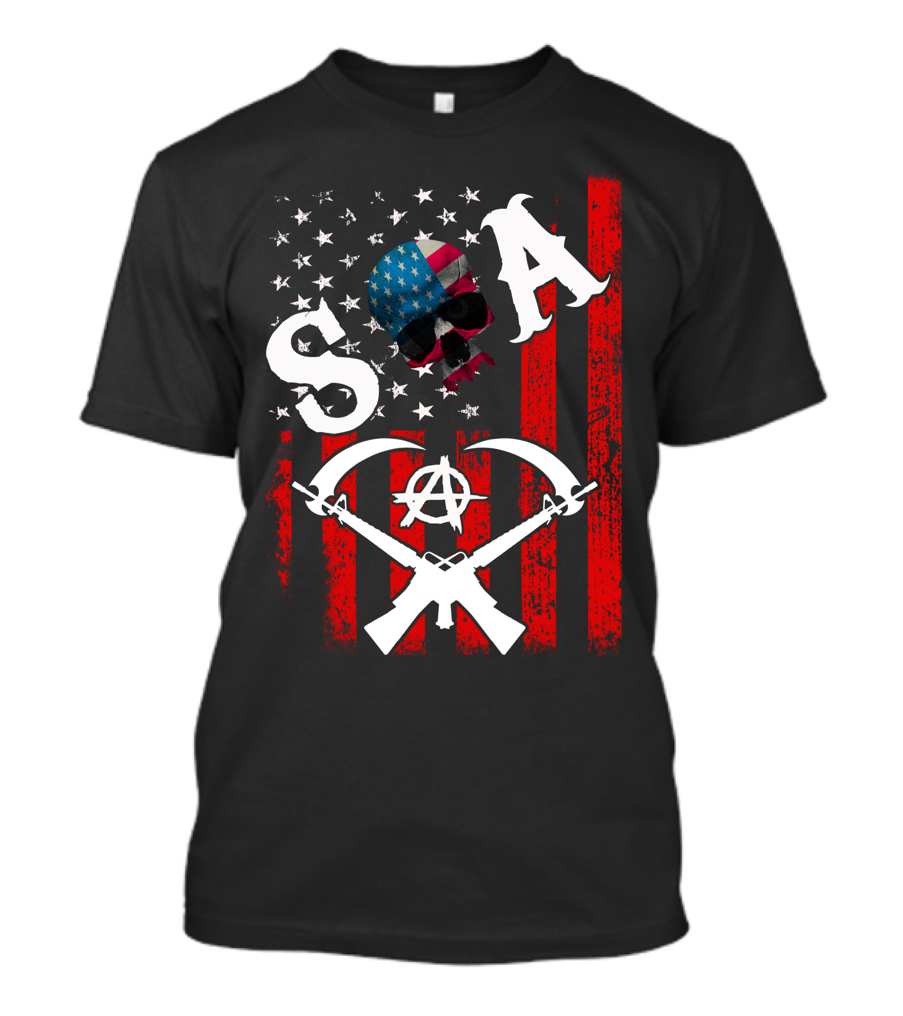 SOA Skull American Flag Anarchy Axe Guns T-Shirt