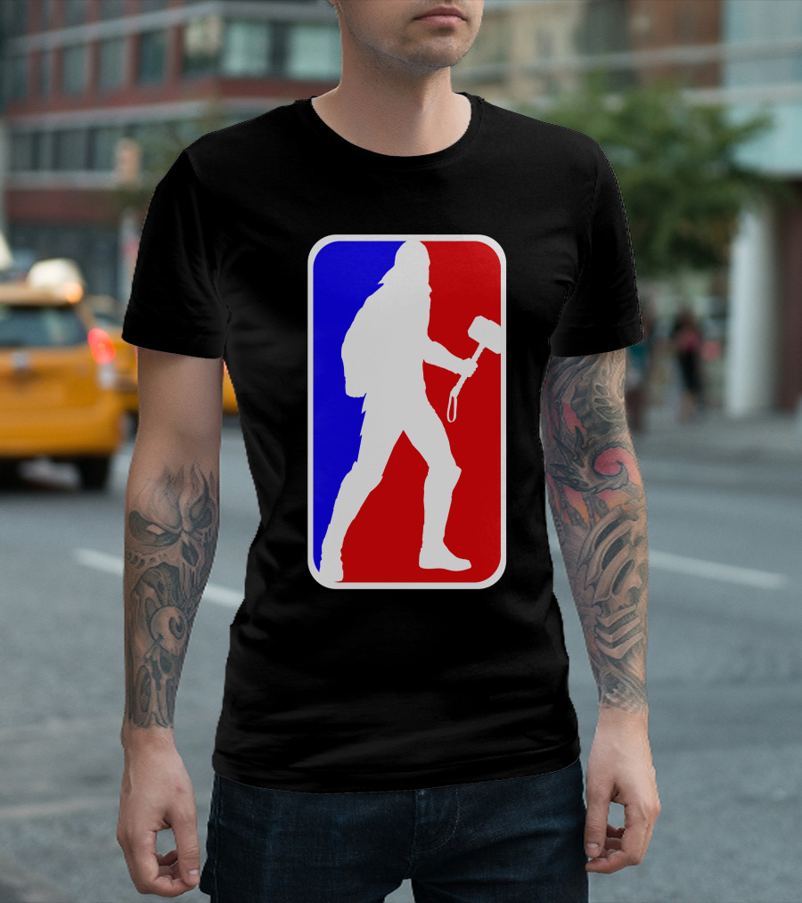 Thor Basketball League Silhouette Mjolnir T-Shirt