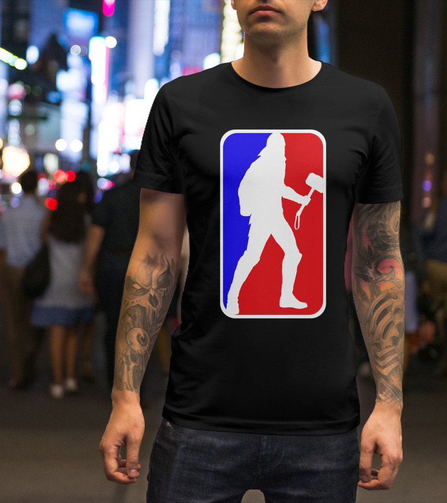 Thor Basketball League Silhouette Mjolnir T-Shirt