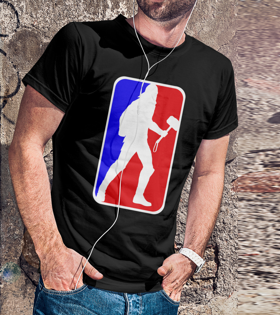 Thor Basketball League Silhouette Mjolnir T-Shirt