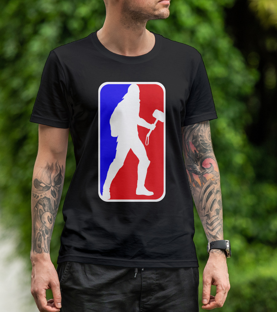 Thor Basketball League Silhouette Mjolnir T-Shirt