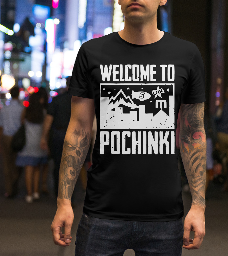 Welcome To Pochinki Skyline Stars Mountain Blimp T-Shirt
