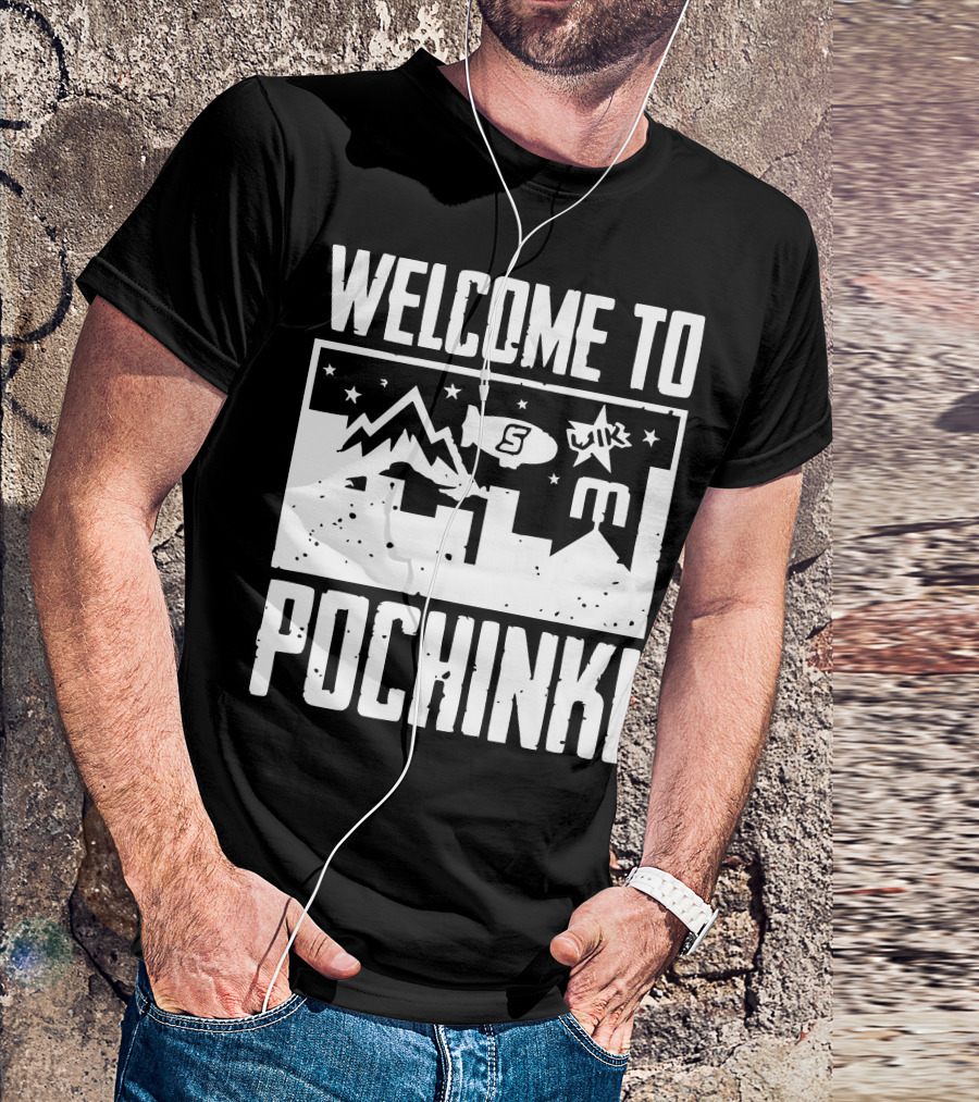 Welcome To Pochinki Skyline Stars Mountain Blimp T-Shirt