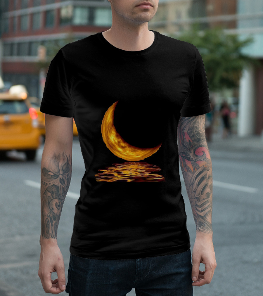 Ay Crescent Moon Reflected in Golden Water T-Shirt