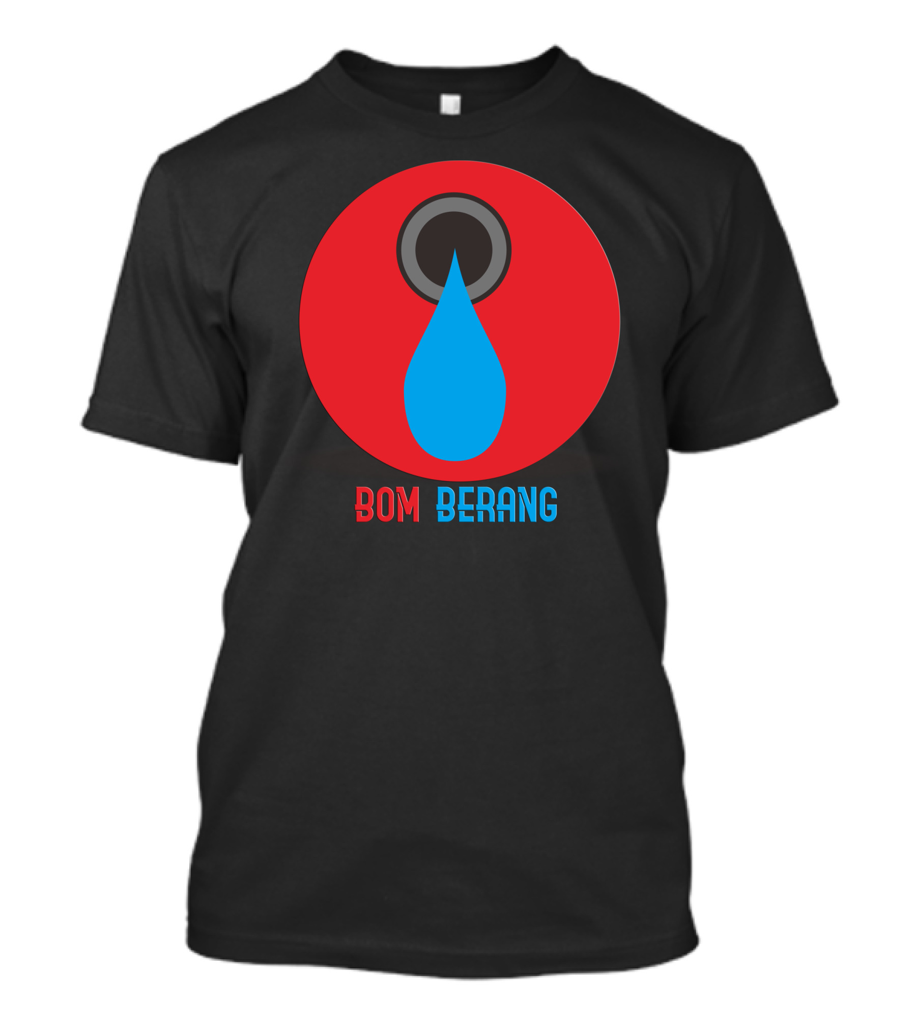 BOM BERANG Red Circle With Blue Teardrop And Black Ring T-Shirt