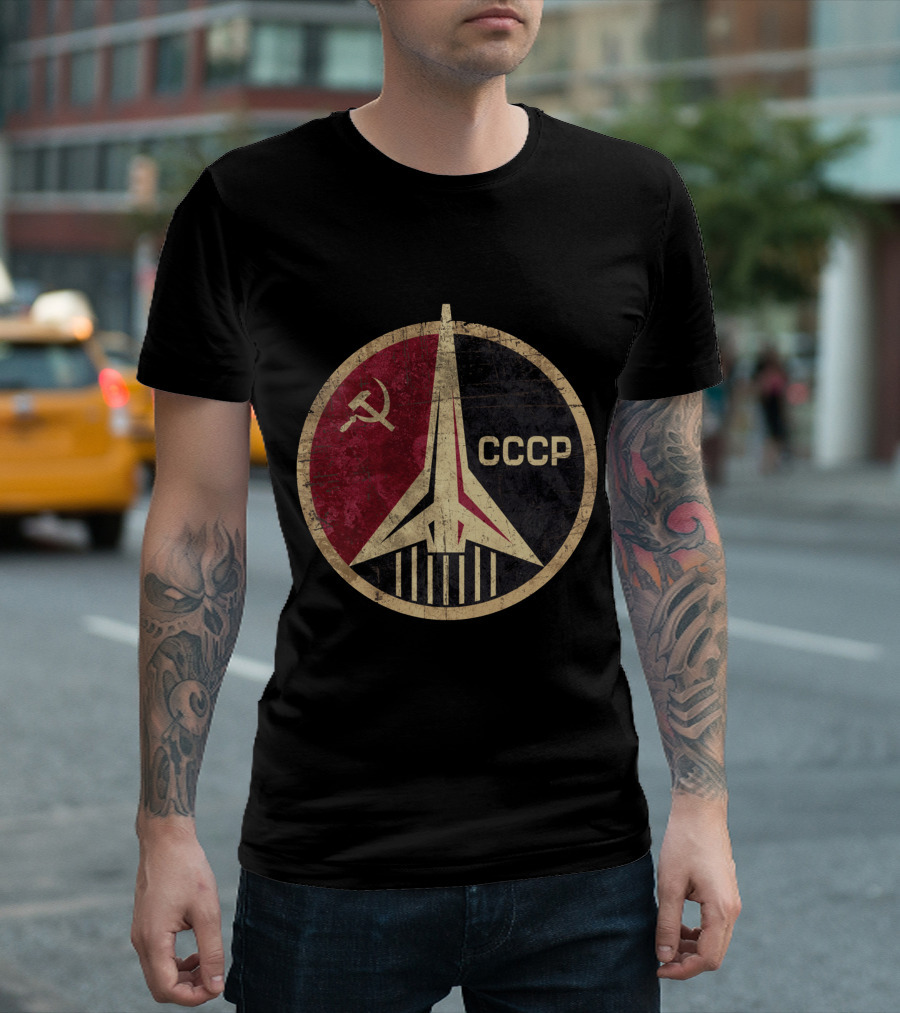 CCCP Soviet Space Program Rocket Hammer and Sickle Emblem T-Shirt