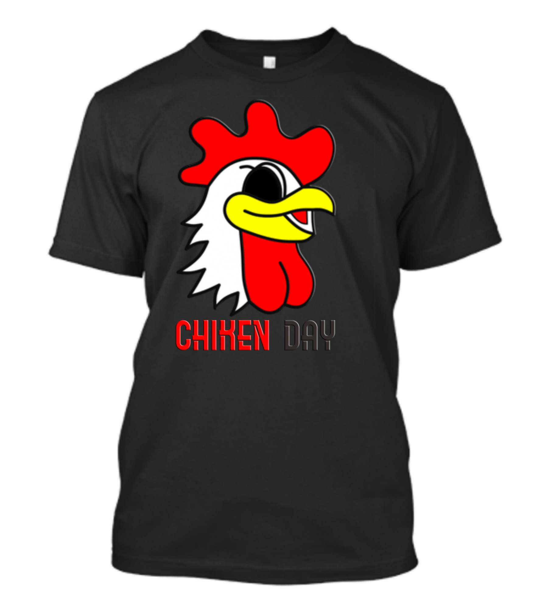 CHIKEN DAY Rooster Cartoon Face T-Shirt