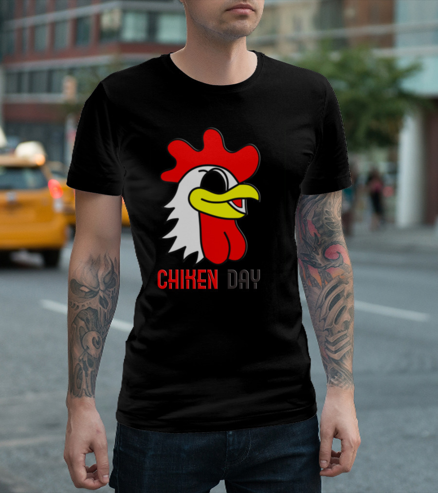 CHIKEN DAY Rooster Cartoon Face T-Shirt