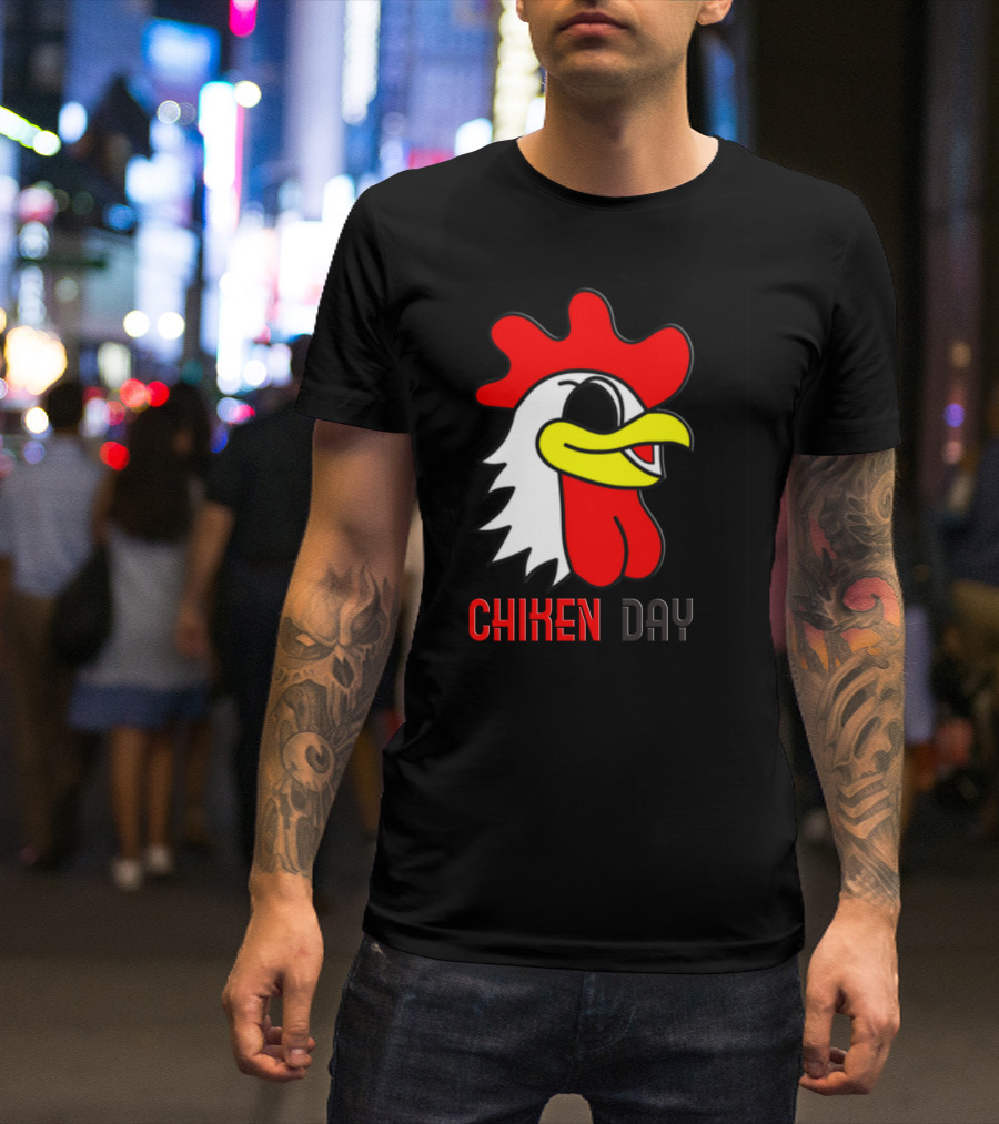 CHIKEN DAY Rooster Cartoon Face T-Shirt