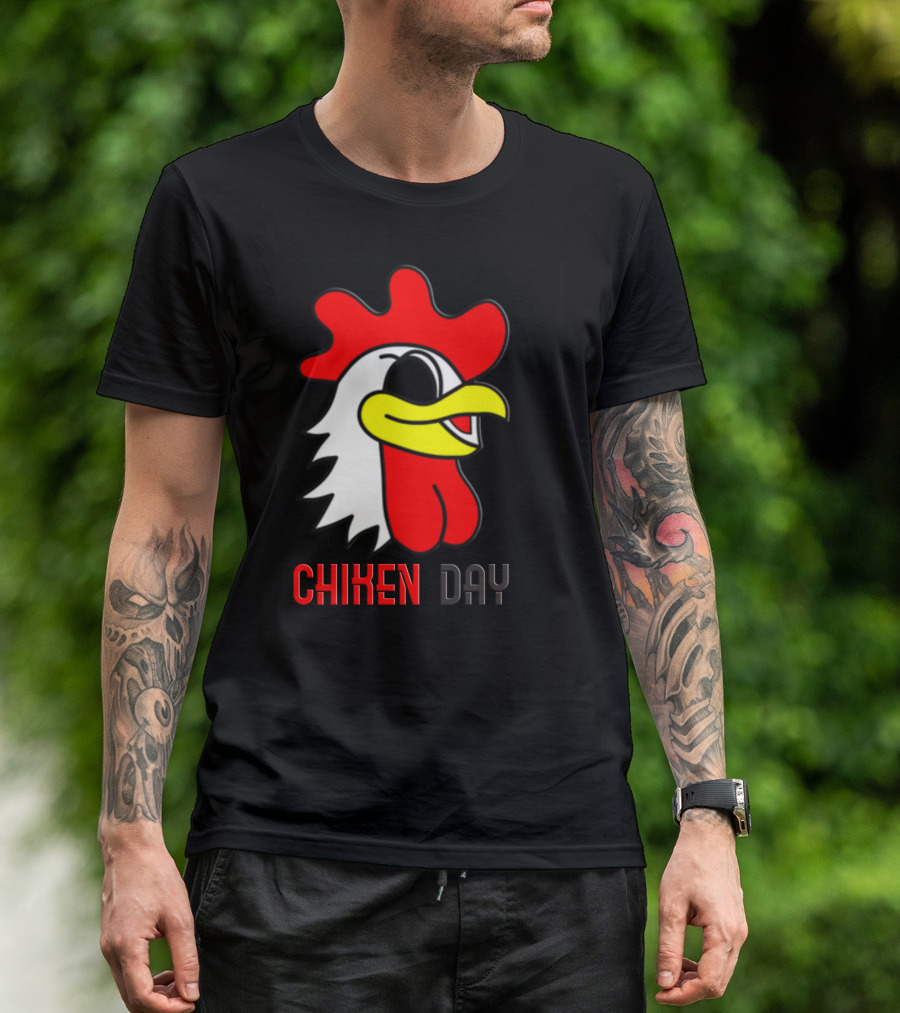 CHIKEN DAY Rooster Cartoon Face T-Shirt