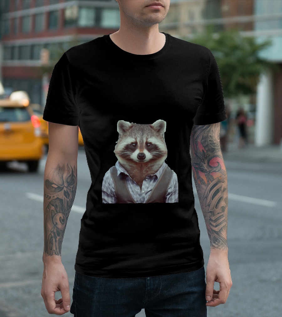 Kunduz Raccoon in Vest and Checkered T-Shirt