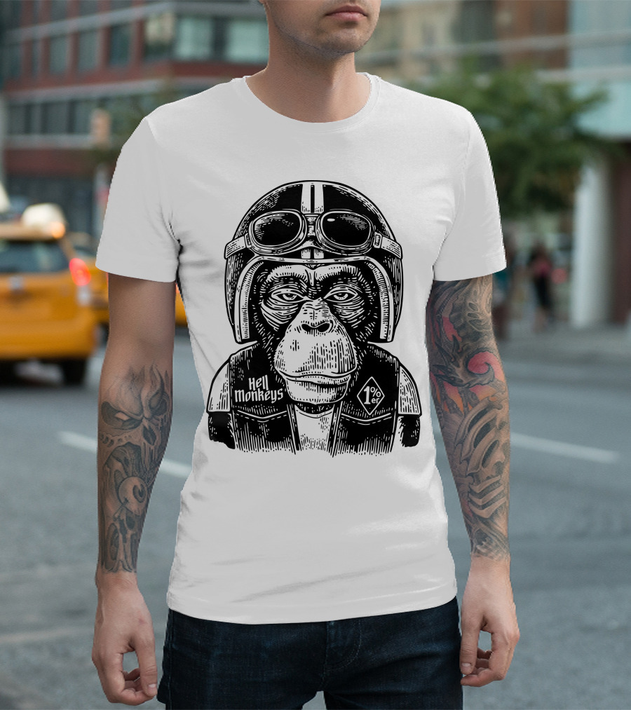 Hell Monkeys 1%er Motorcycle Biker Monkey T-Shirt