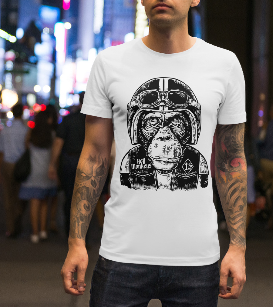 Hell Monkeys 1%er Motorcycle Biker Monkey T-Shirt