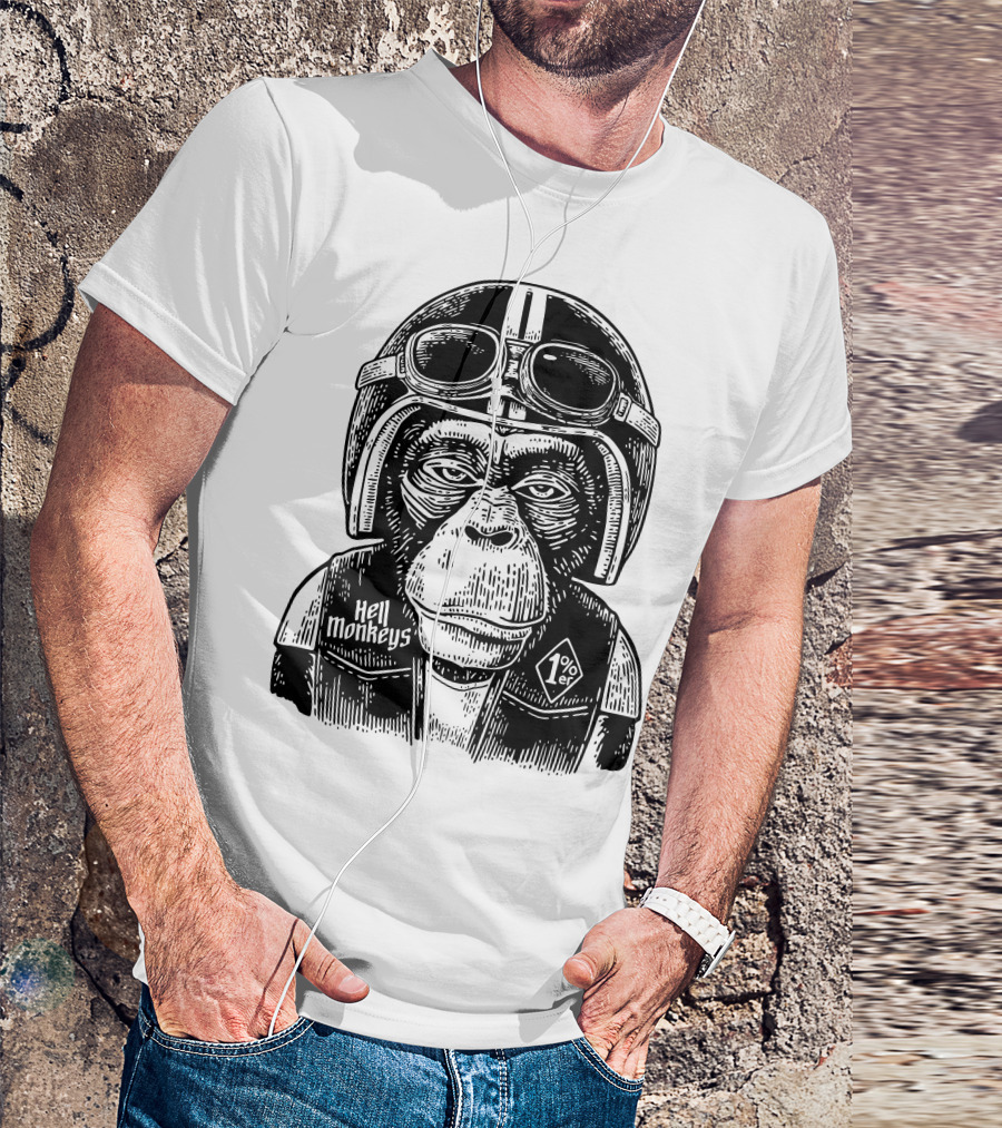 Hell Monkeys 1%er Motorcycle Biker Monkey T-Shirt