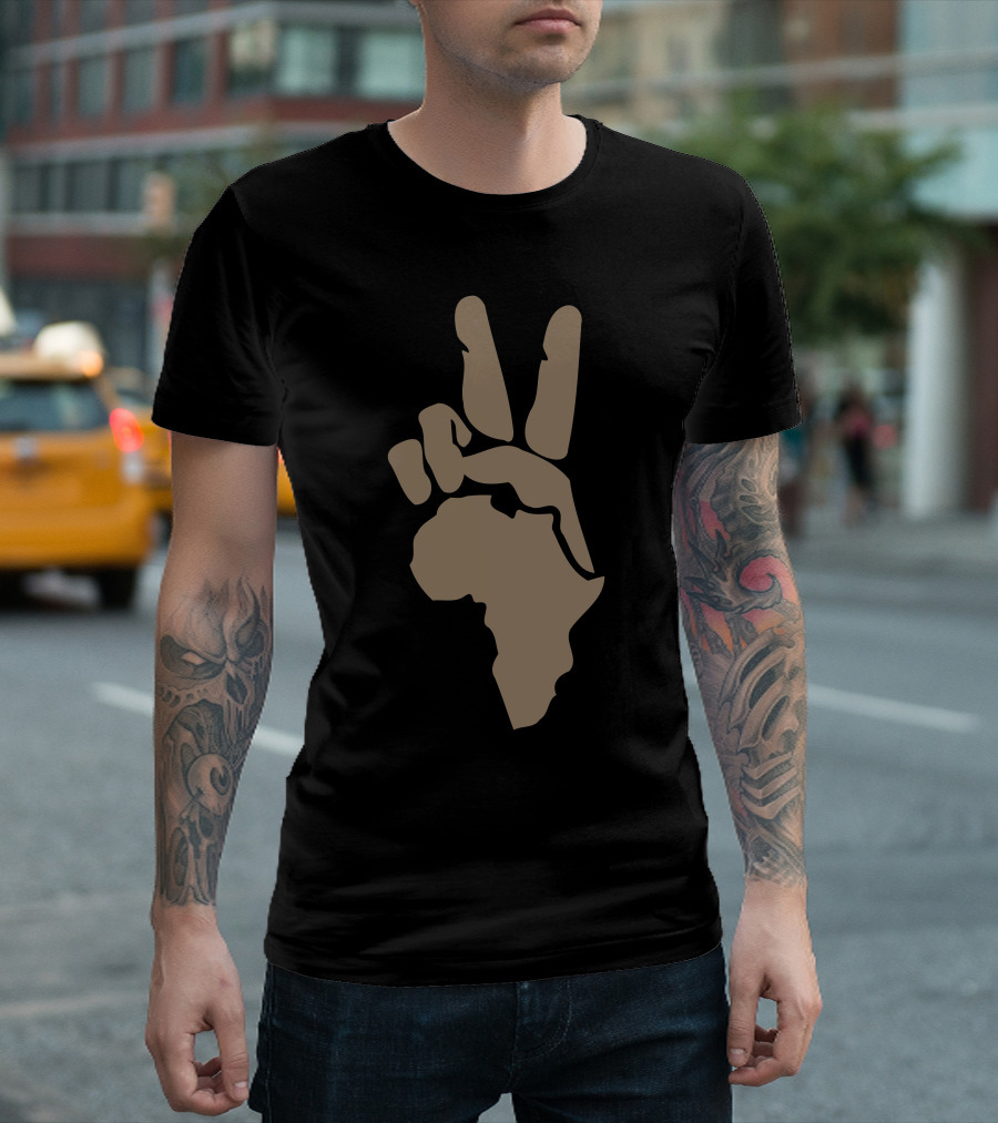 Peace To Africa Hand Map Vice Sign T-Shirt