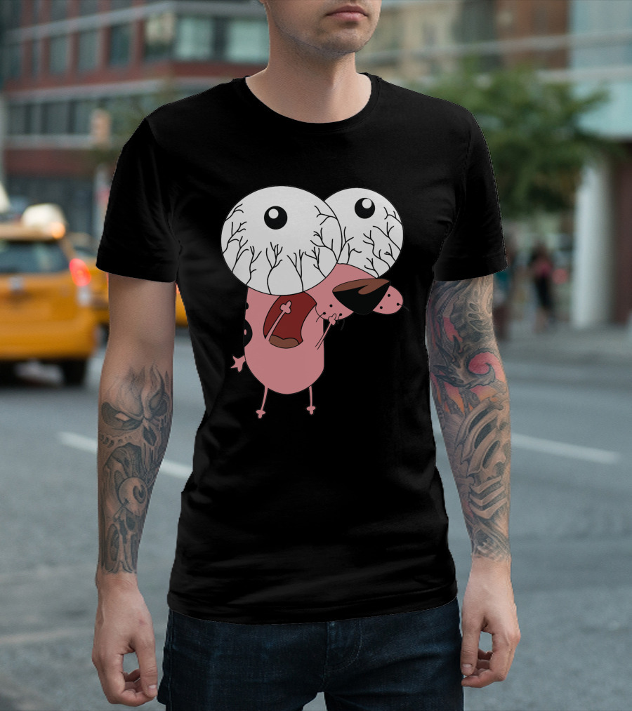 Personnage De Cartoon Oeil Globuleux et Rose T-Shirt