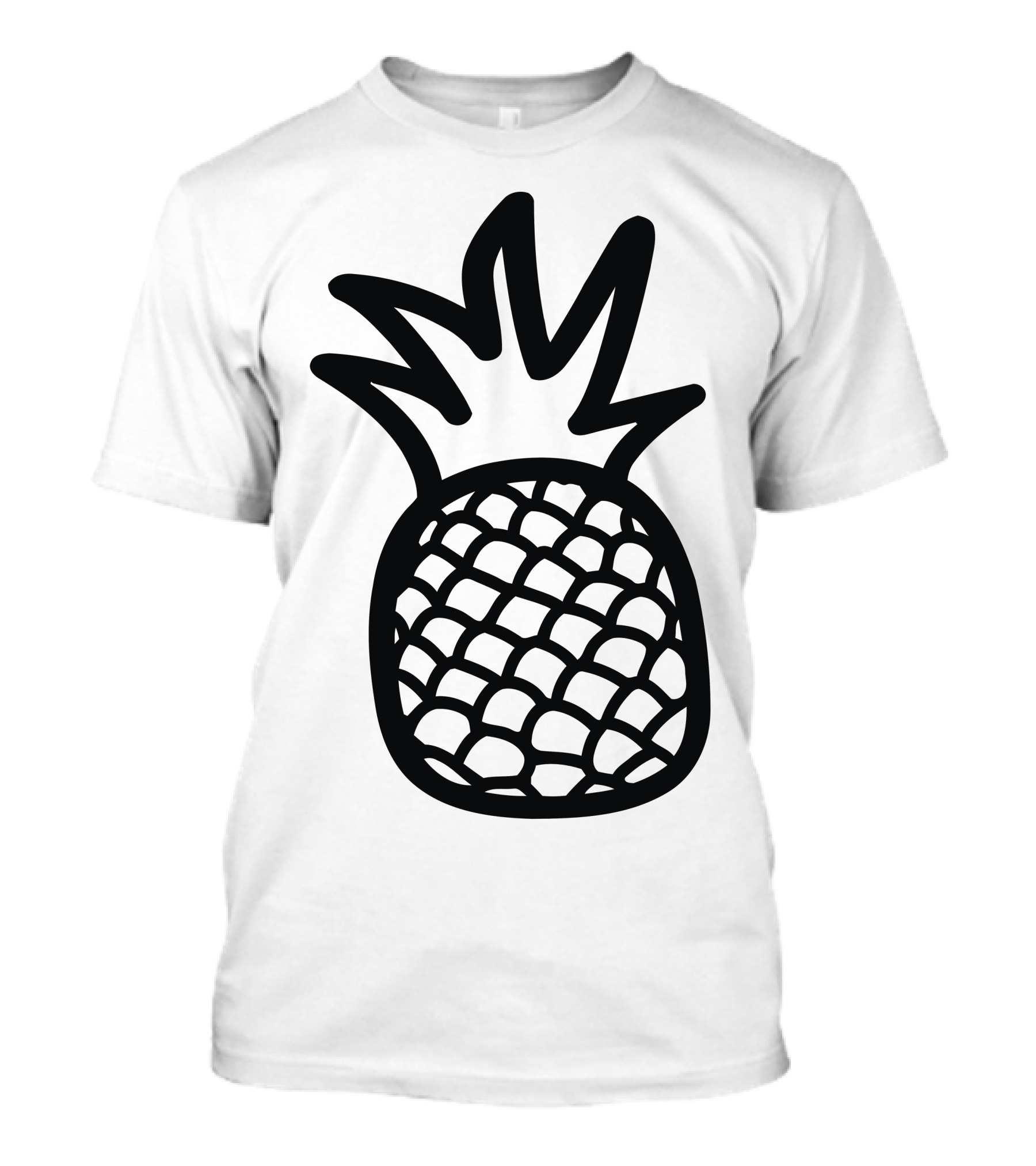 Pineapple Outline Black Minimalist T-Shirt
