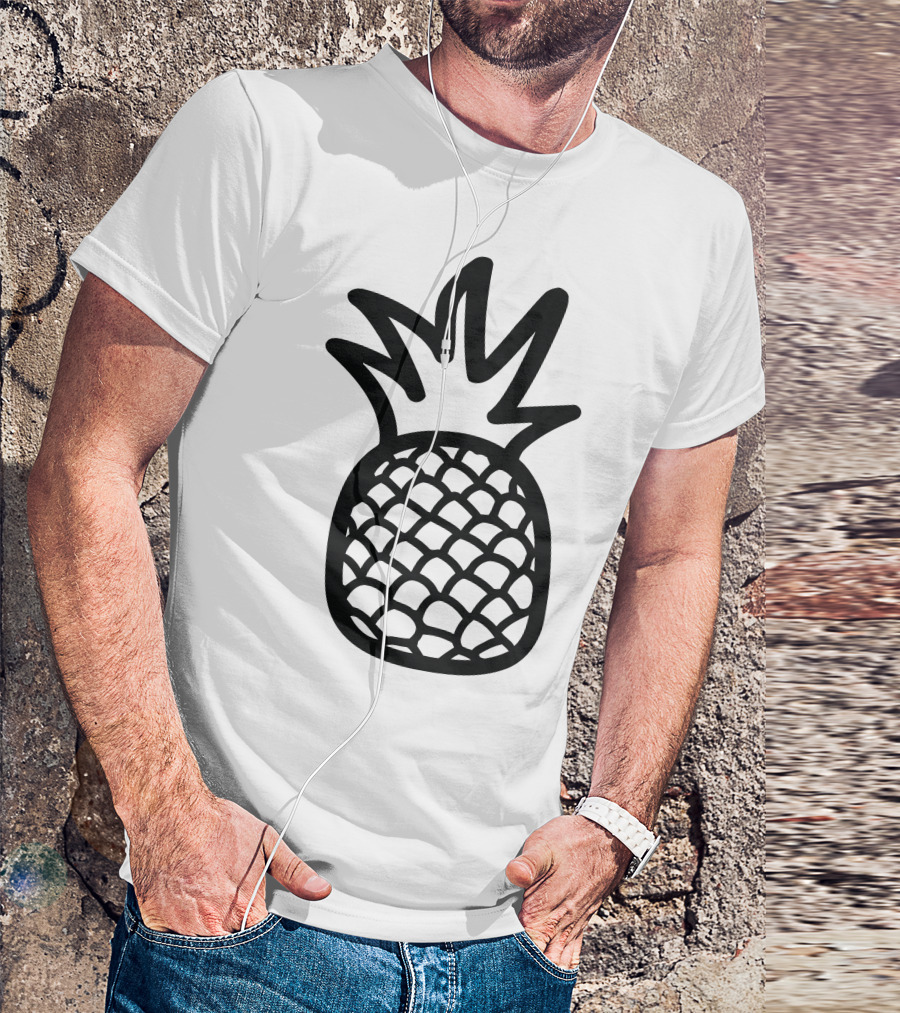 Pineapple Outline Black Minimalist T-Shirt