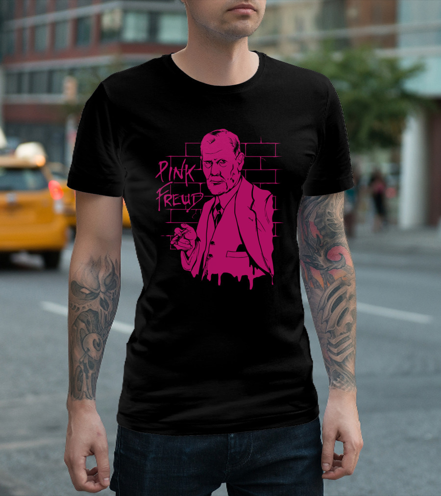 Pink Freud Sigmund Graffiti Style Wall T-Shirt