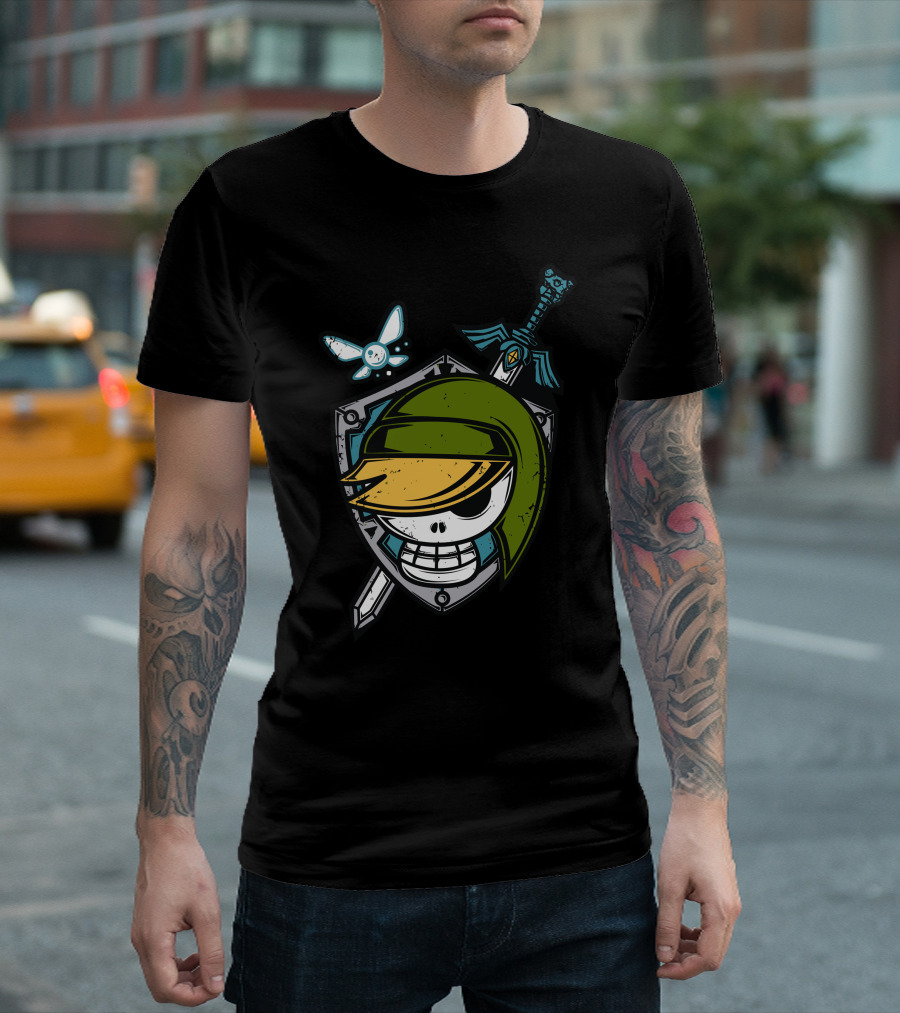 Pirate Hylian Skull Shield Sword And Fairy T-Shirt