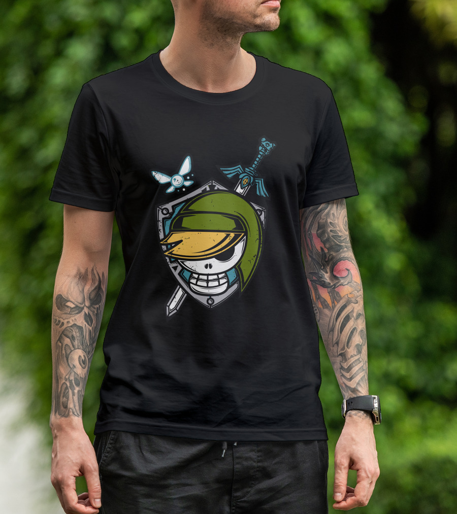Pirate Hylian Skull Shield Sword And Fairy T-Shirt